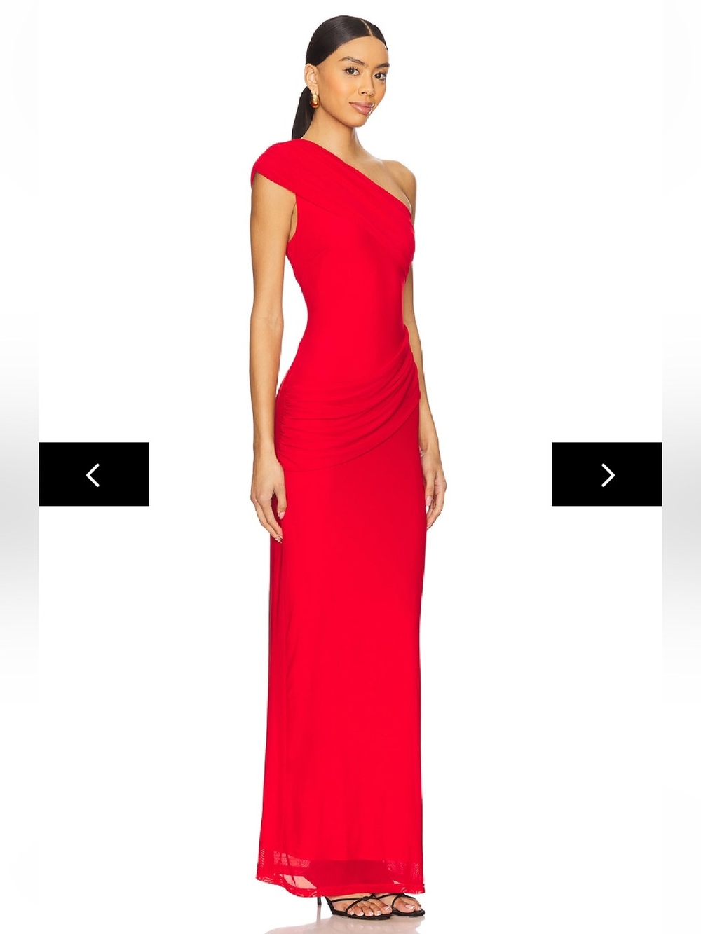 SUPERDOWN Fleur Draped Mesh One Shoulder Maxi Dress Red Size Large NWT